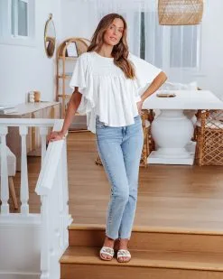 Ambie Smocked Wide Sleeve Top - White - SALE 13 Ambie Smocked Wide Sleeve Top - White - SALE -clothes Sales ambiesmockedwidesleevetopwhite 8