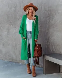 Amyah Pocketed Knit Duster Cardigan - Emerald - FINAL SALE -clothes Sales amyahpocketedknitdustercardiganemerald1