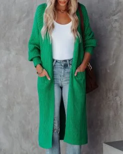 Amyah Pocketed Knit Duster Cardigan - Emerald - FINAL SALE -clothes Sales amyahpocketedknitdustercardiganemerald39