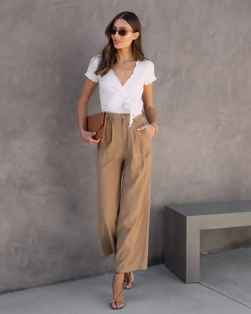 BLUE-001 Andrea Ribbed Lettuce Hem Bodysuit - White - SALE 4 BLUE-001 Andrea Ribbed Lettuce Hem Bodysuit - White - SALE - Image 4