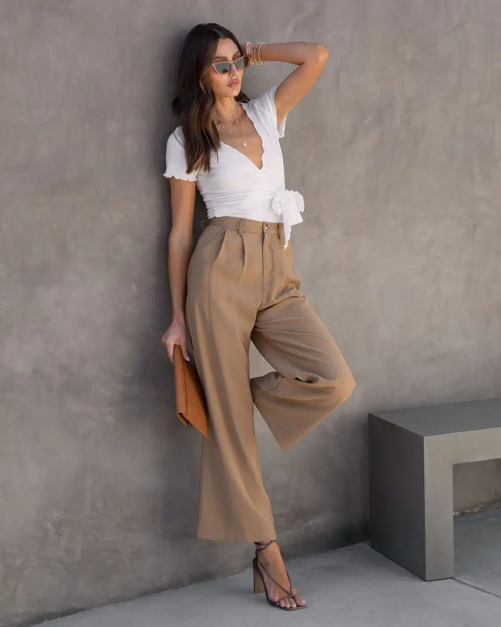 BLUE-001 Andrea Ribbed Lettuce Hem Bodysuit - White - SALE 7 BLUE-001 Andrea Ribbed Lettuce Hem Bodysuit - White - SALE - Image 7