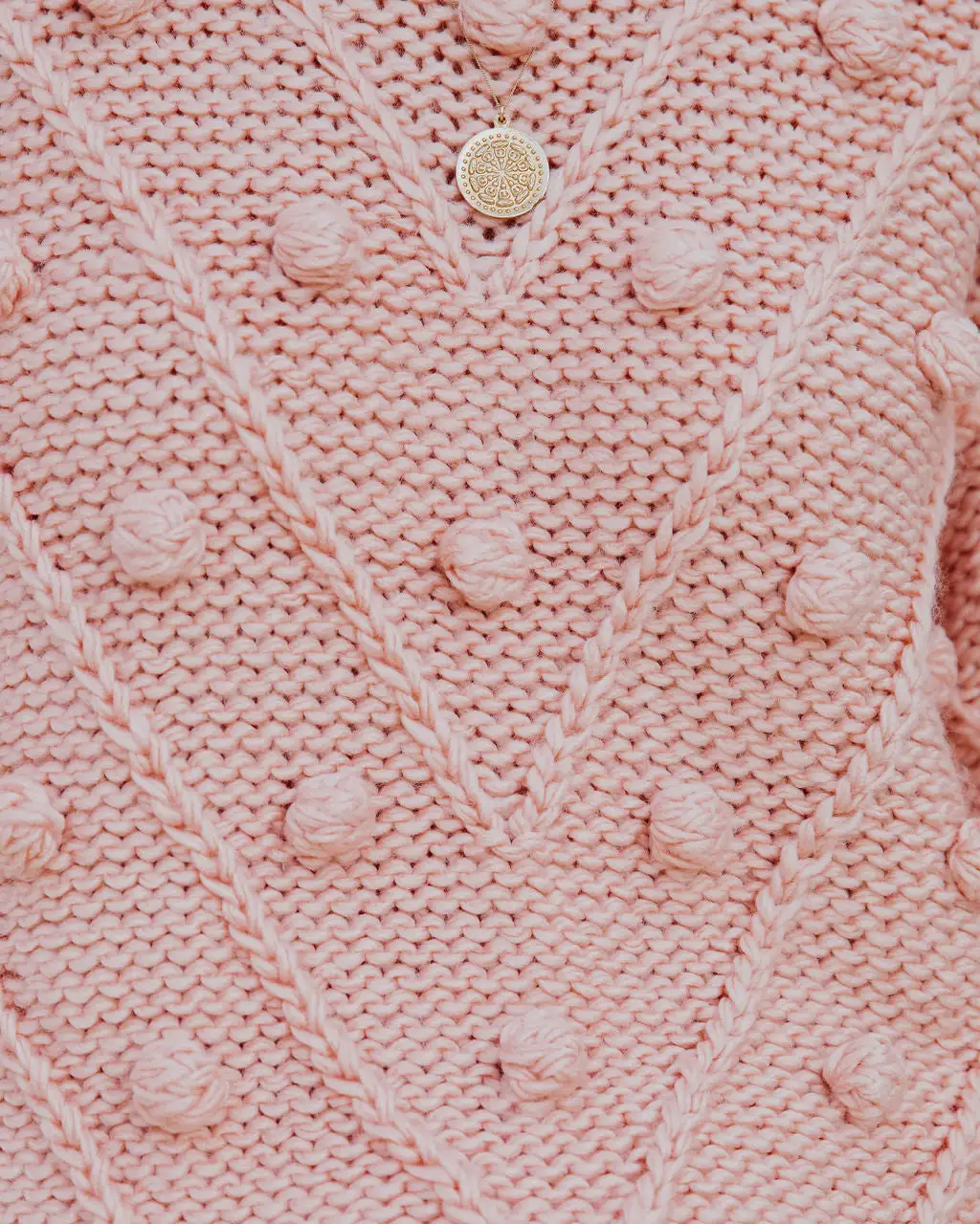 Angel Aura Relaxed Knit Pom Sweater - Blush - FINAL SALE 4 Angel Aura Relaxed Knit Pom Sweater - Blush - FINAL SALE - Image 4