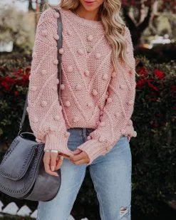 Angel Aura Relaxed Knit Pom Sweater - Blush - FINAL SALE 24 Angel Aura Relaxed Knit Pom Sweater - Blush - FINAL SALE -clothes Sales angelaurarelaxedknitpomsweaterblush36