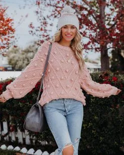 Angel Aura Relaxed Knit Pom Sweater - Blush - FINAL SALE 28 Angel Aura Relaxed Knit Pom Sweater - Blush - FINAL SALE -clothes Sales angelaurarelaxedknitpomsweaterblush42