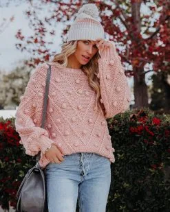 Angel Aura Relaxed Knit Pom Sweater - Blush - FINAL SALE 29 Angel Aura Relaxed Knit Pom Sweater - Blush - FINAL SALE -clothes Sales angelaurarelaxedknitpomsweaterblush44