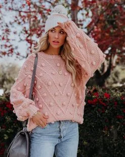 Angel Aura Relaxed Knit Pom Sweater - Blush - FINAL SALE 17 Angel Aura Relaxed Knit Pom Sweater - Blush - FINAL SALE -clothes Sales angelaurarelaxedknitpomsweaterblush45