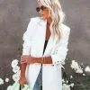 FLAW-001 Angelita Pocketed Blazer - Ivory - SALE