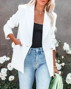 FLAW-001 Angelita Pocketed Blazer - Ivory - SALE -clothes Sales angelitapocketedblazerivory85