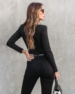 LUSH-001 Karmita Ribbed Plunge Bodysuit - Black - FINAL SALE -clothes Sales armitaRibbedPlungeBodysuit Black4