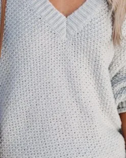 Arwen V-Neck Knit Sweater - Grey - FINAL SALE -clothes Sales arwenvneckknitsweatergrey19