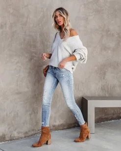 Arwen V-Neck Knit Sweater - Grey - FINAL SALE -clothes Sales arwenvneckknitsweatergrey38