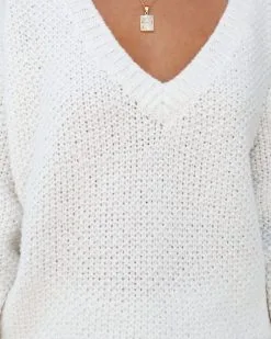 Arwen V-Neck Knit Sweater - Off White - FINAL SALE -clothes Sales arwenvneckknitsweateroffwhite36