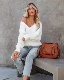 Arwen V-Neck Knit Sweater - Off White - FINAL SALE -clothes Sales arwenvneckknitsweateroffwhite49