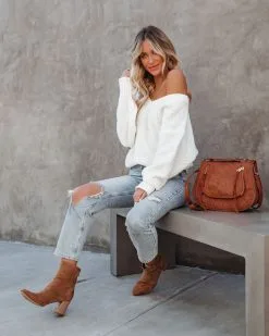 Arwen V-Neck Knit Sweater - Off White - FINAL SALE -clothes Sales arwenvneckknitsweateroffwhite52