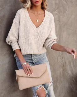 Arwen V-Neck Knit Sweater - Taupe - FINAL SALE -clothes Sales arwenvneckknitsweatertaupe22