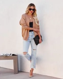 Aubrey Button Down Knit Cardigan - Sand - FINAL SALE