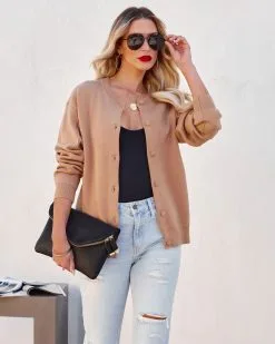 Aubrey Button Down Knit Cardigan - Sand - FINAL SALE -clothes Sales aubreybuttondownknitcardigansand87