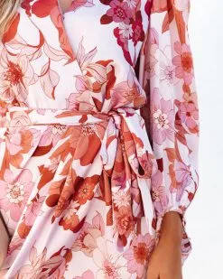 Autumn Skies Floral Satin Wrap Mini Dress - FINAL SALE -clothes Sales autumnskiesfloralsatinwrapminidress144