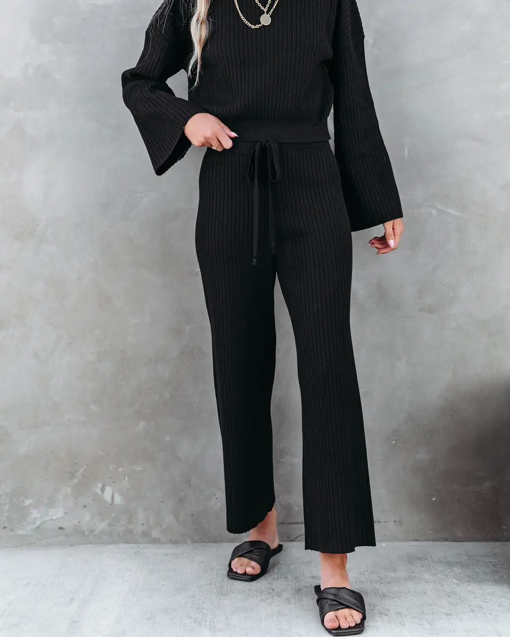 LIST-001 Autumn Splendor Ribbed Knit Pants - Black - FINAL SALE 3 LIST-001 Autumn Splendor Ribbed Knit Pants - Black - FINAL SALE - Image 3