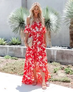 Azalea High Low Off The Shoulder Maxi Dress - LAST CHANCE