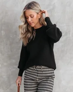 Baby It's You Knit Balloon Sleeve Pullover Sweater - Black - FINAL SALE -clothes Sales babyitsyouknitballonsleevepulloversweaterblack107