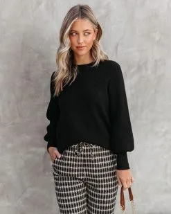 Baby It's You Knit Balloon Sleeve Pullover Sweater - Black - FINAL SALE -clothes Sales babyitsyouknitballonsleevepulloversweaterblack121