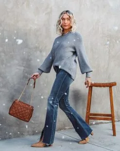 Baby It's You Knit Balloon Sleeve Pullover Sweater - Heather Grey - FINAL SALE -clothes Sales babyitsyouknitballoonsleevepulloversweaterheathergrey125