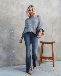 Baby It's You Knit Balloon Sleeve Pullover Sweater - Heather Grey - FINAL SALE -clothes Sales babyitsyouknitballoonsleevepulloversweaterheathergrey24