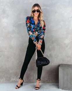 ENTR-001 Back In Time Floral Satin Bodysuit - Black - FINAL SALE -clothes Sales backintimefloralsatinbodysuitblack10