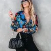 ENTR-001 Back In Time Floral Satin Bodysuit - Black - FINAL SALE