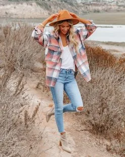 Balboa Plaid Wool Blend Shacket - Mauve - FINAL SALE -clothes Sales balboaplaidwoolblendshacket28