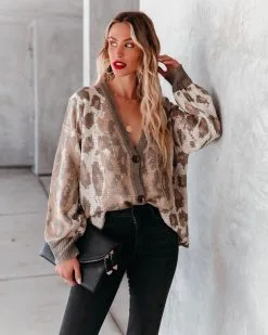 Barry Leopard Button Front Knit Cardigan - FINAL SALE