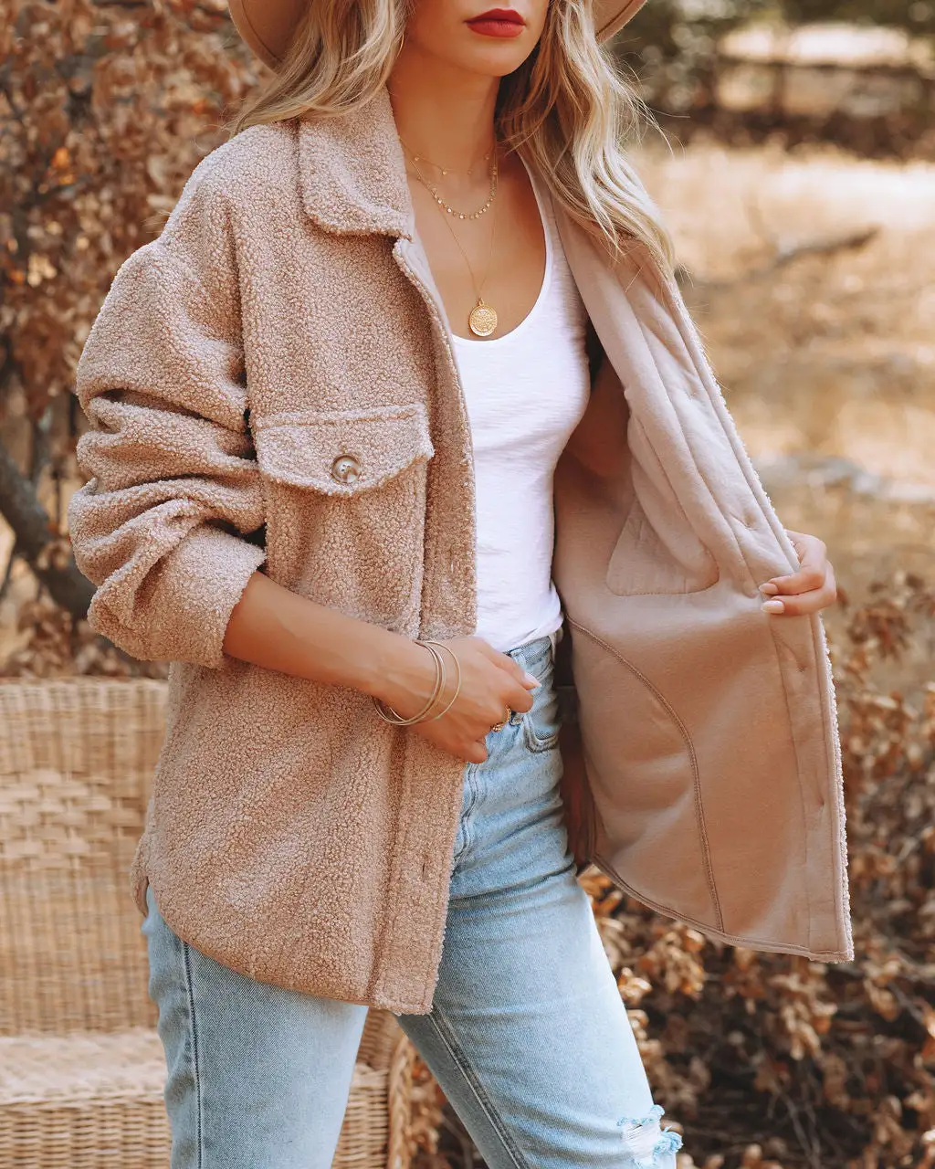 WISH-001 Baxter Pocketed Sherpa Jacket - Mocha - FINAL SALE 8 WISH-001 Baxter Pocketed Sherpa Jacket - Mocha - FINAL SALE - Image 8