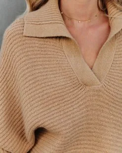 Beatrix Collared Knit Sweater - Tan - FINAL SALE -clothes Sales beatrixcollaredknitsweatertan20