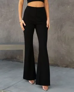 MUST-001 Duffy High Rise Wide Leg Pants - Black - FINAL SALE