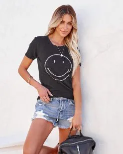 Big Smile Cotton Tee - Black - FINAL SALE