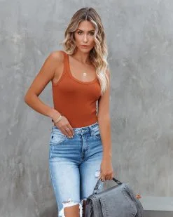 NIKI-001 Blank Slate Scoop Bodysuit - Clay - FINAL SALE