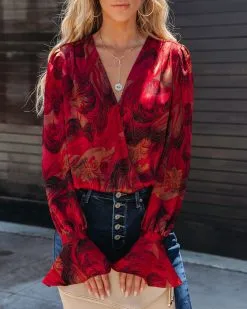 ACOA-001 Blaze Printed Ruffle Sleeve Bodysuit - FINAL SALE -clothes Sales blazeprintedrufflesleevebodysuit107