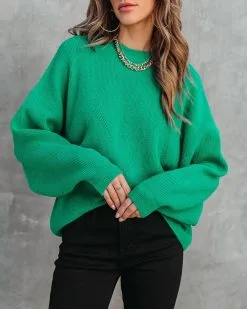 Bold Type Ribbed Pullover Sweater - Green - FINAL SALE
