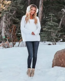 Bonnie Cotton Relaxed Knit Sweater - White - FINAL SALE -clothes Sales bonniecottonknitsweaterwhite2