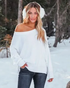 Bonnie Cotton Relaxed Knit Sweater - White - FINAL SALE -clothes Sales bonniecottonknitsweaterwhite7