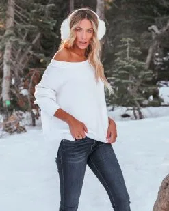 Bonnie Cotton Relaxed Knit Sweater - White - FINAL SALE -clothes Sales bonniecottonknitsweaterwhite9