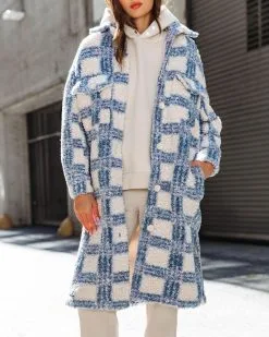 Boston Get Away Pocketed Plaid Teddy Coat - FINAL SALE -clothes Sales bostongetawaypocketedplaidteddycoat191