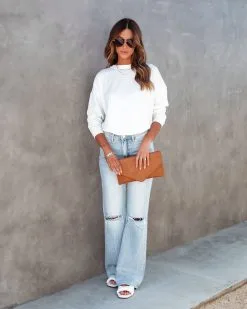 BLU-001 Branson Ruched Long Sleeve Top - White - SALE -clothes Sales bransonrucedlongsleevetopwhite 19