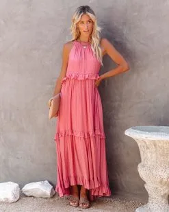 Brave Soul Pocketed Halter Maxi Dress - Rosewood - FINAL SALE -clothes Sales bravesoulpocketedhaltermaxidressrosewood2