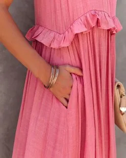 Brave Soul Pocketed Halter Maxi Dress - Rosewood - FINAL SALE -clothes Sales bravesoulpocketedhaltermaxidressrosewood26