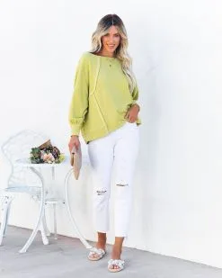 Brison Cotton Blend French Terry Pullover - Lime - FINAL SALE -clothes Sales brisoncottonblendfrenchterrypulloverlime4