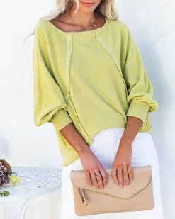 Brison Cotton Blend French Terry Pullover - Lime - FINAL SALE -clothes Sales brisoncottonblendfrenchterrypulloverlime54