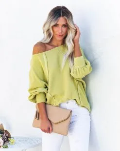 Brison Cotton Blend French Terry Pullover - Lime - FINAL SALE -clothes Sales brisoncottonblendfrenchterrypulloverlime78