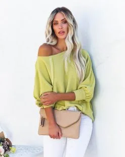 Brison Cotton Blend French Terry Pullover - Lime - FINAL SALE